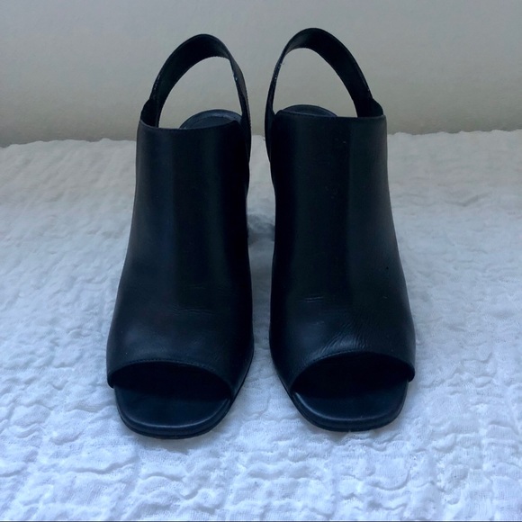 💯 PRADA Black Leather Open Toe Heels Size 8.5 - Picture 4 of 8